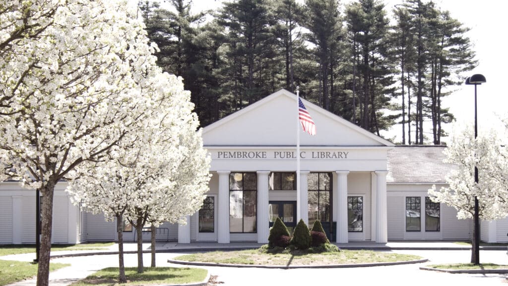 The front of Pembroke Public Library building.